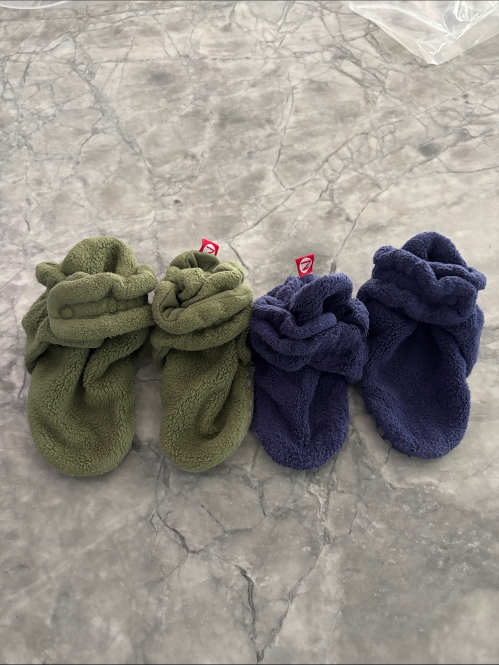 Zutano Slippers - Olive Green & Navy Blue
